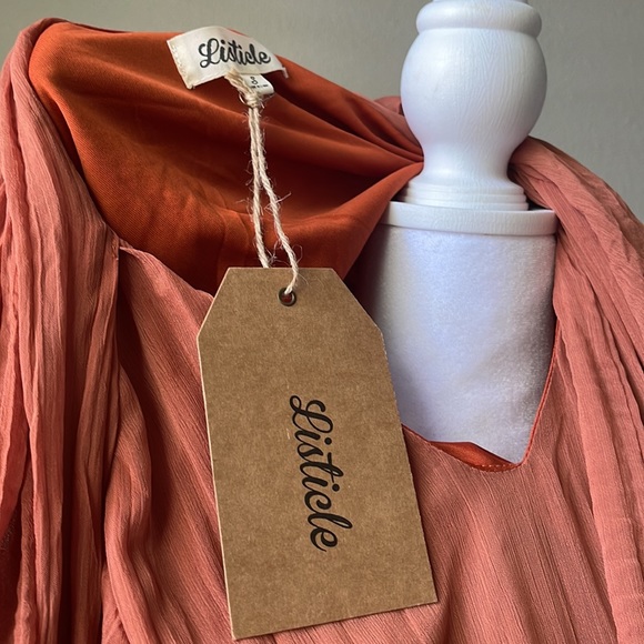 NWT - Listicle Petite Friendly Camel Boho Cottagecore Fall MIDI Dress - Picture 14 of 14